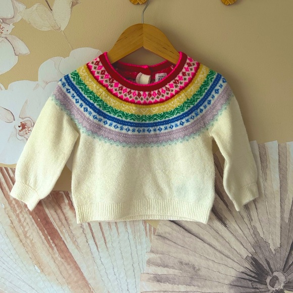 Gap Baby Rainbow Fair Isle Sweater, 6-12M - Picture 4 of 8